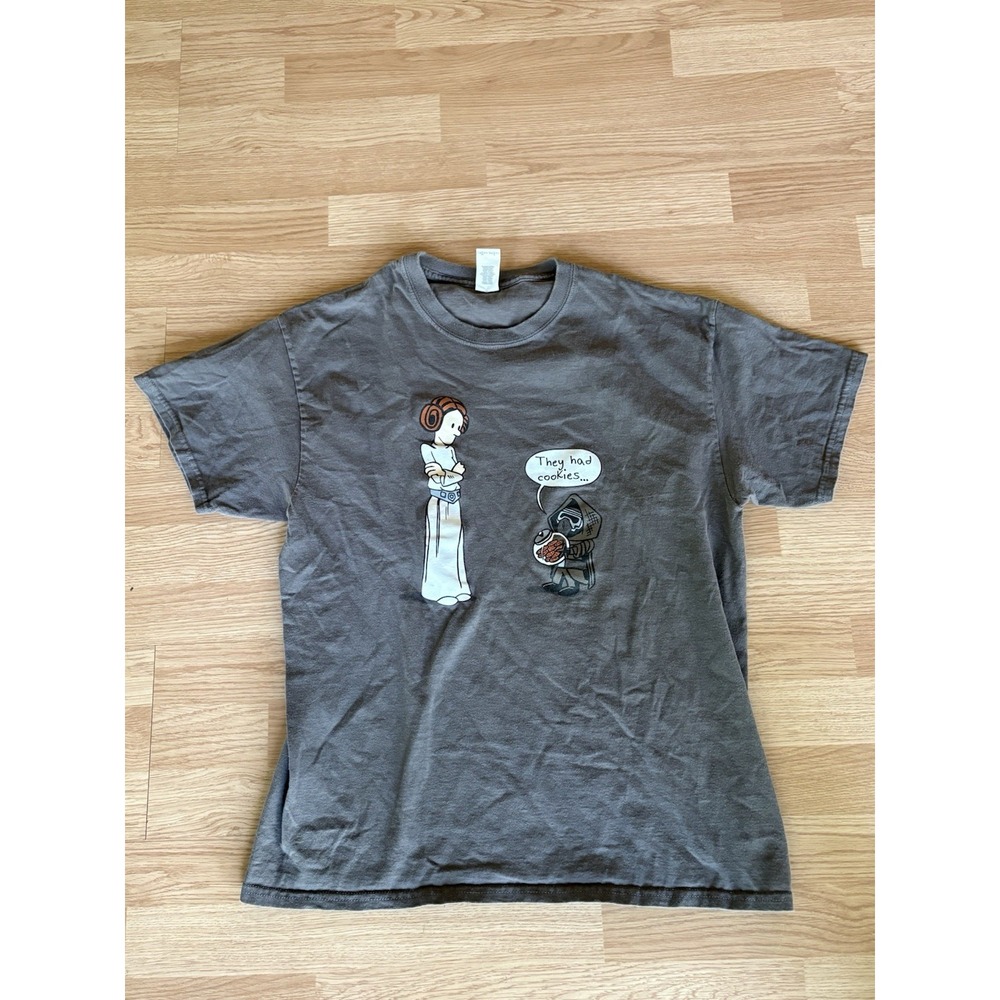 Vintage Star Wars They Had Cookies Gray Graphic T Shirt Mens L Gildan Cotton